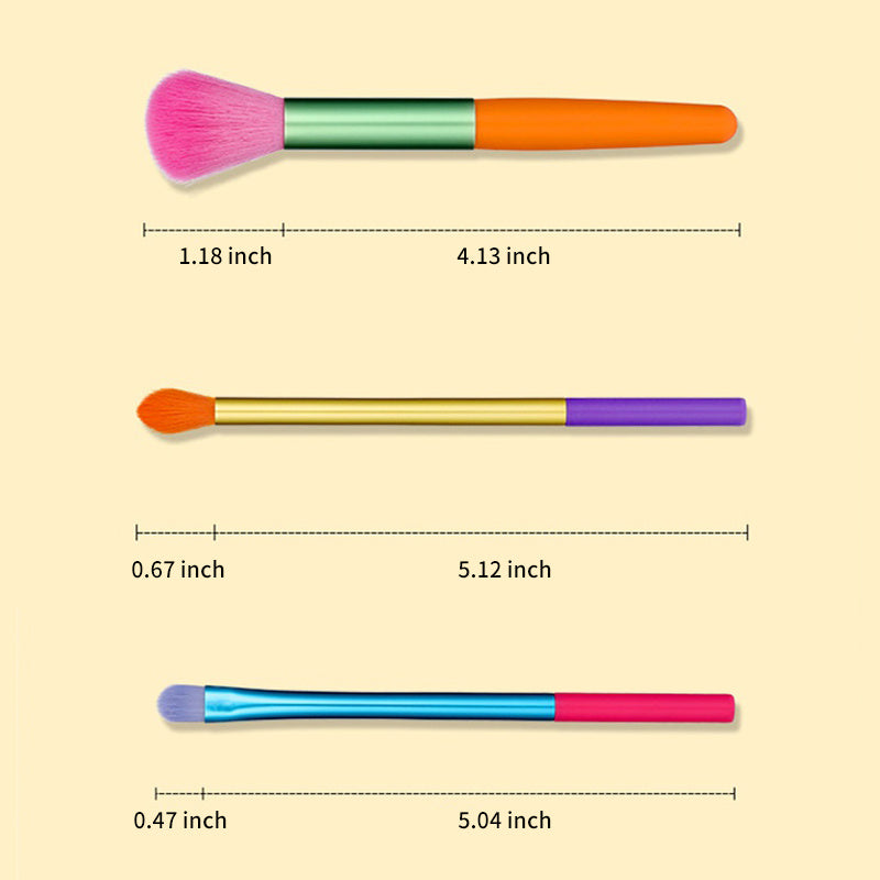 15 pcs Rainbow Color High Quality Makeup Brush Set - Perfect for Eyeshadow, Foundation, and Cosmetic Tools
