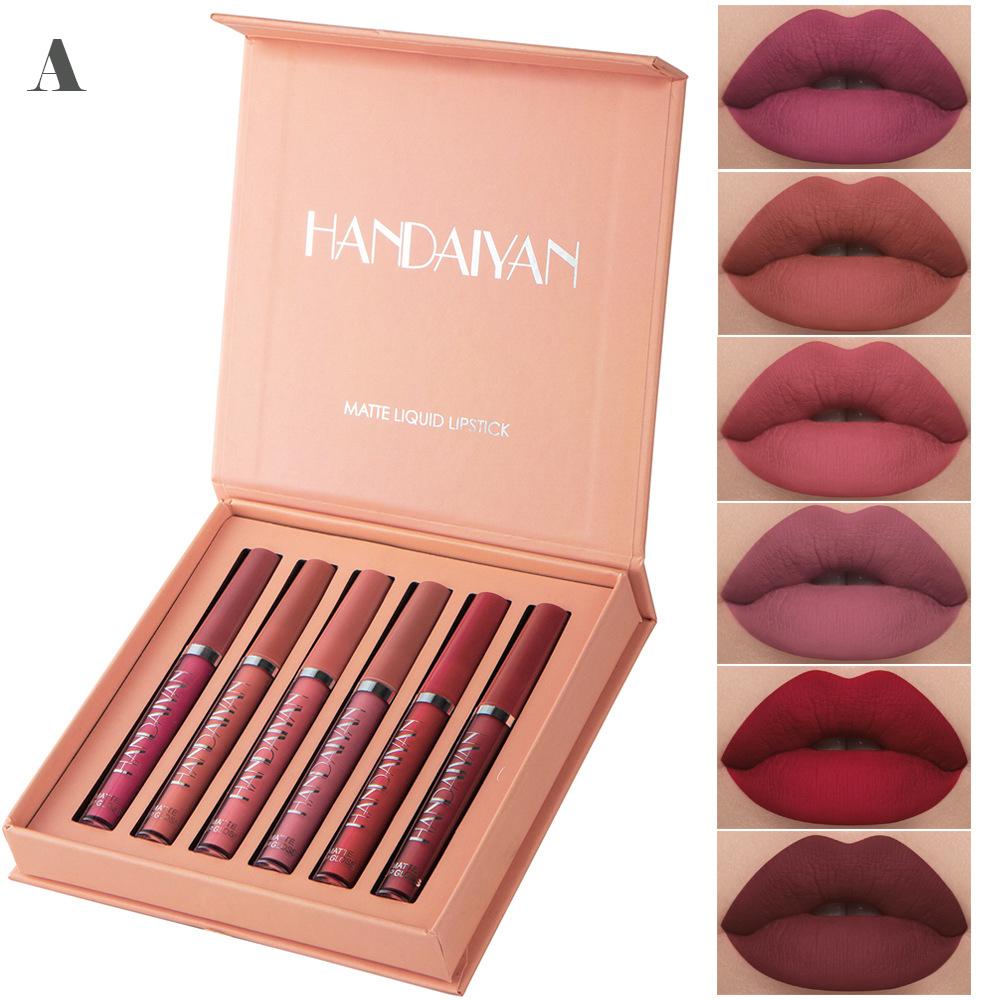 6 Pcs/Set New Long Lasting Waterproof Lipstick Set Women Lips Makeup Cosmetic Valentine's Day Gifts