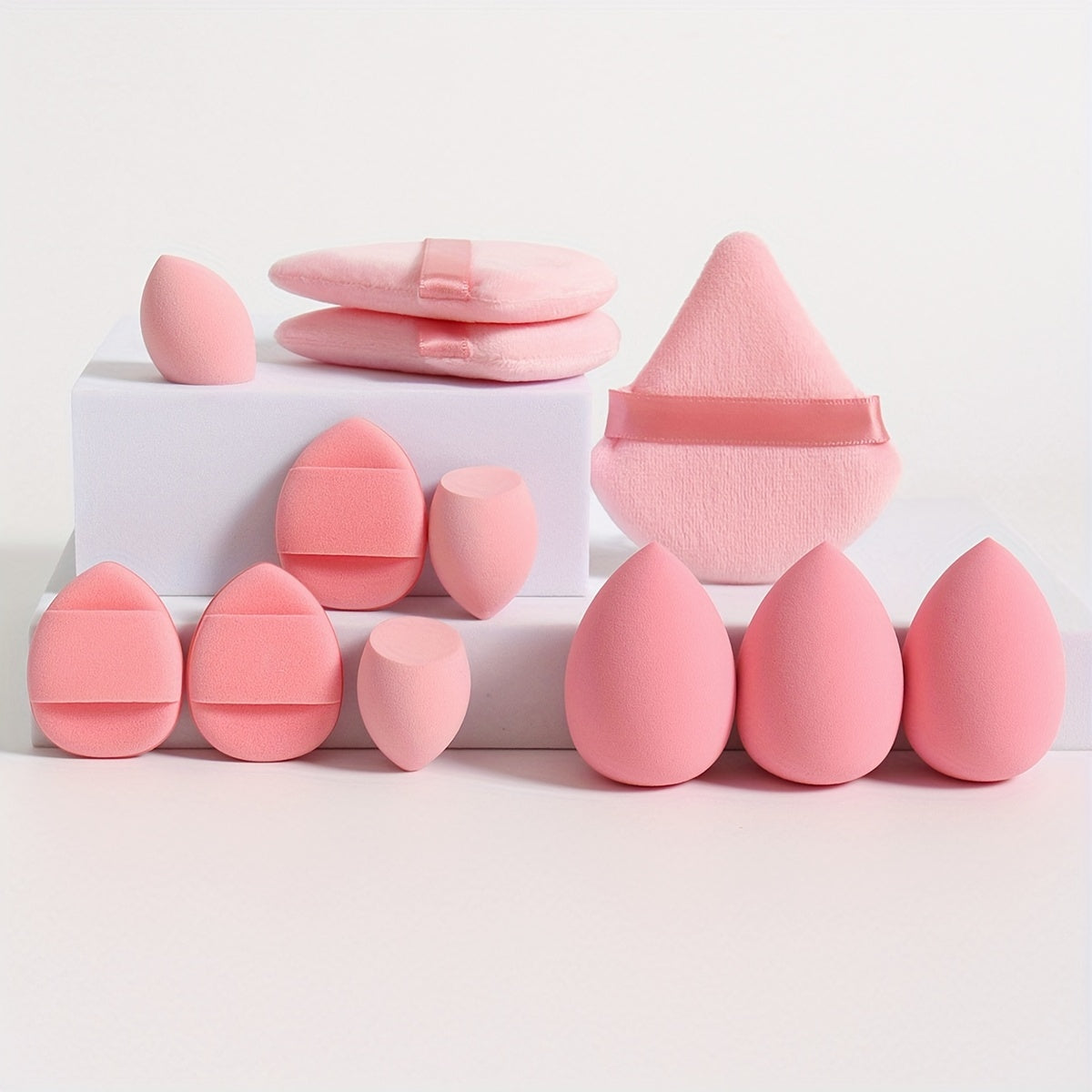 12pcs All-Purpose Makeup Sponge Set, Consisting of 3 Loose Powder Puffs, 3 Mini Air Cushion Puffs, 3 Makeup Sponges And 3 Mini Makeup Sponges. Foundation Blending Beauty Sponge, Liquid, Cream And Powder Flawless, Latex-Free W