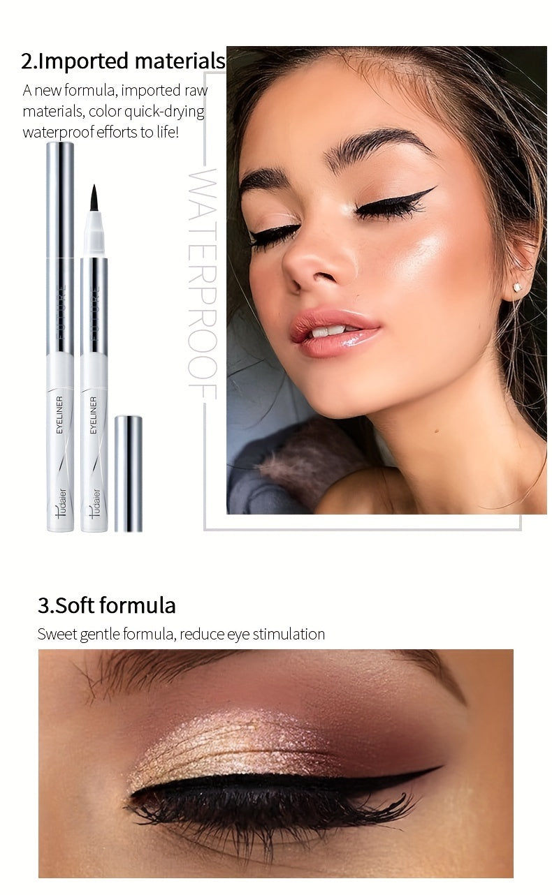 Long-Lasting Black Liquid Eyeliner with Fast Drying and Sweat-Proof Formula