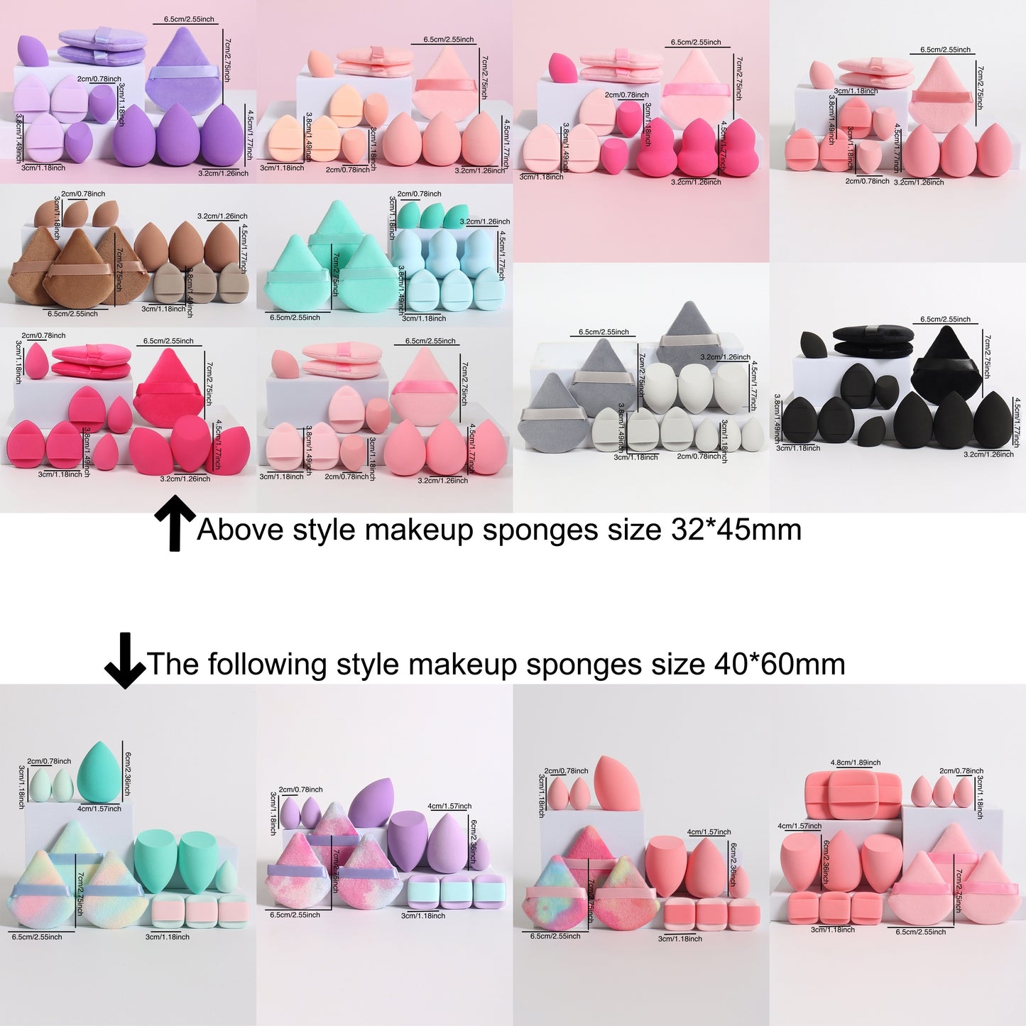 12pcs All-Purpose Makeup Sponge Set, Consisting of 3 Loose Powder Puffs, 3 Mini Air Cushion Puffs, 3 Makeup Sponges And 3 Mini Makeup Sponges. Foundation Blending Beauty Sponge, Liquid, Cream And Powder Flawless, Latex-Free W