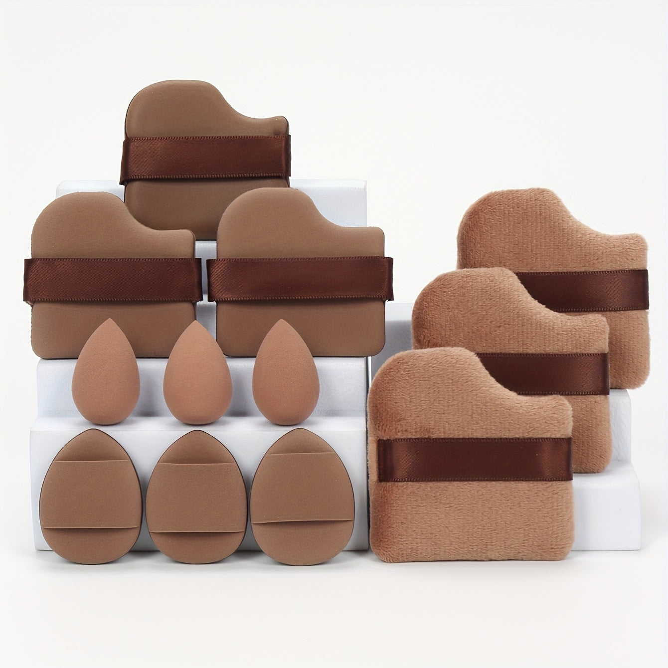 12pcs All-Purpose Makeup Sponge Set, Consisting of 3 Loose Powder Puffs, 3 Mini Air Cushion Puffs, 3 Makeup Sponges And 3 Mini Makeup Sponges. Foundation Blending Beauty Sponge, Liquid, Cream And Powder Flawless, Latex-Free W
