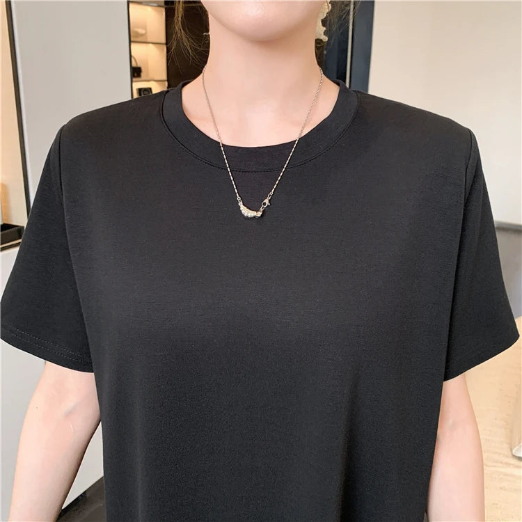 NYFS 2025 Summer New Korea Irregular Woman Dress Vestidos Robe Elbise Loose Plus Size Patchwork Short Sleeve Long Dress
