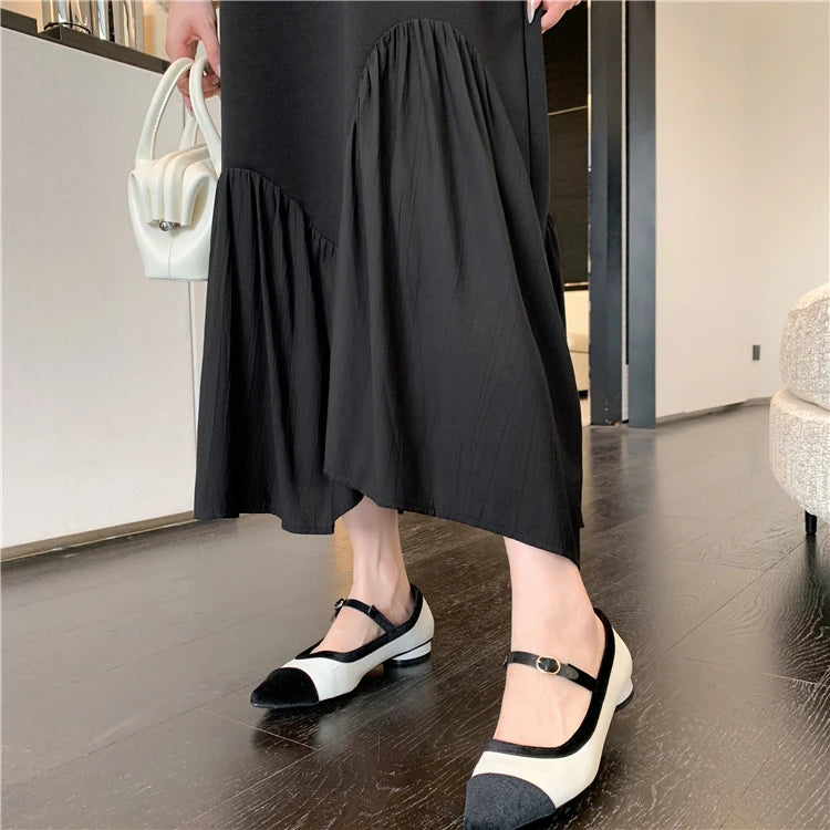 NYFS 2025 Summer New Korea Irregular Woman Dress Vestidos Robe Elbise Loose Plus Size Patchwork Short Sleeve Long Dress