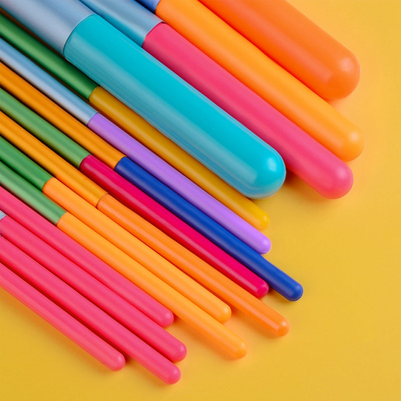 15 pcs Rainbow Color High Quality Makeup Brush Set - Perfect for Eyeshadow, Foundation, and Cosmetic Tools