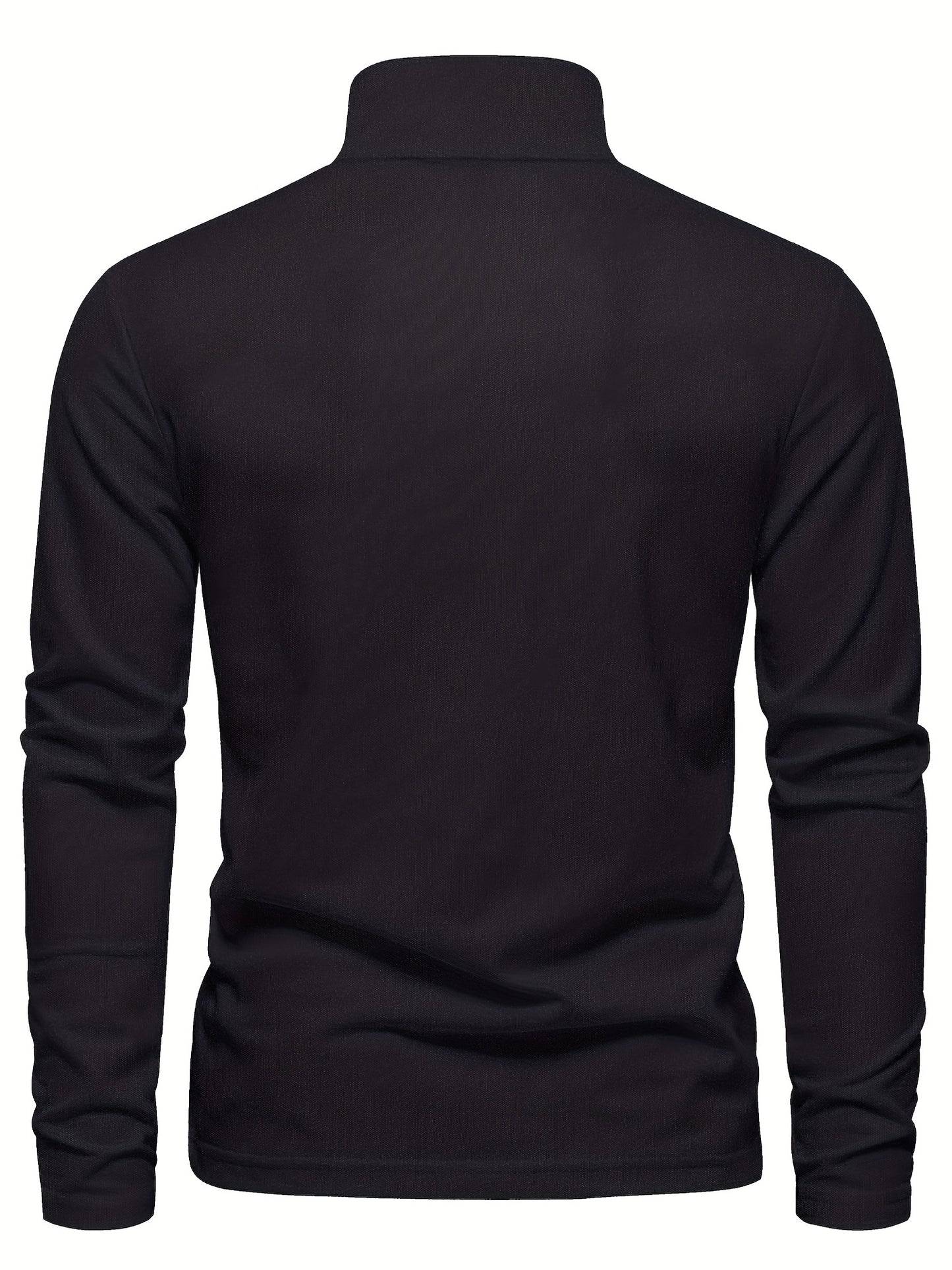 Men's Solid Giraffe Embroidery Long Sleeve Tennis Shirts, Slight Stretch All-match Fashion Men's Top