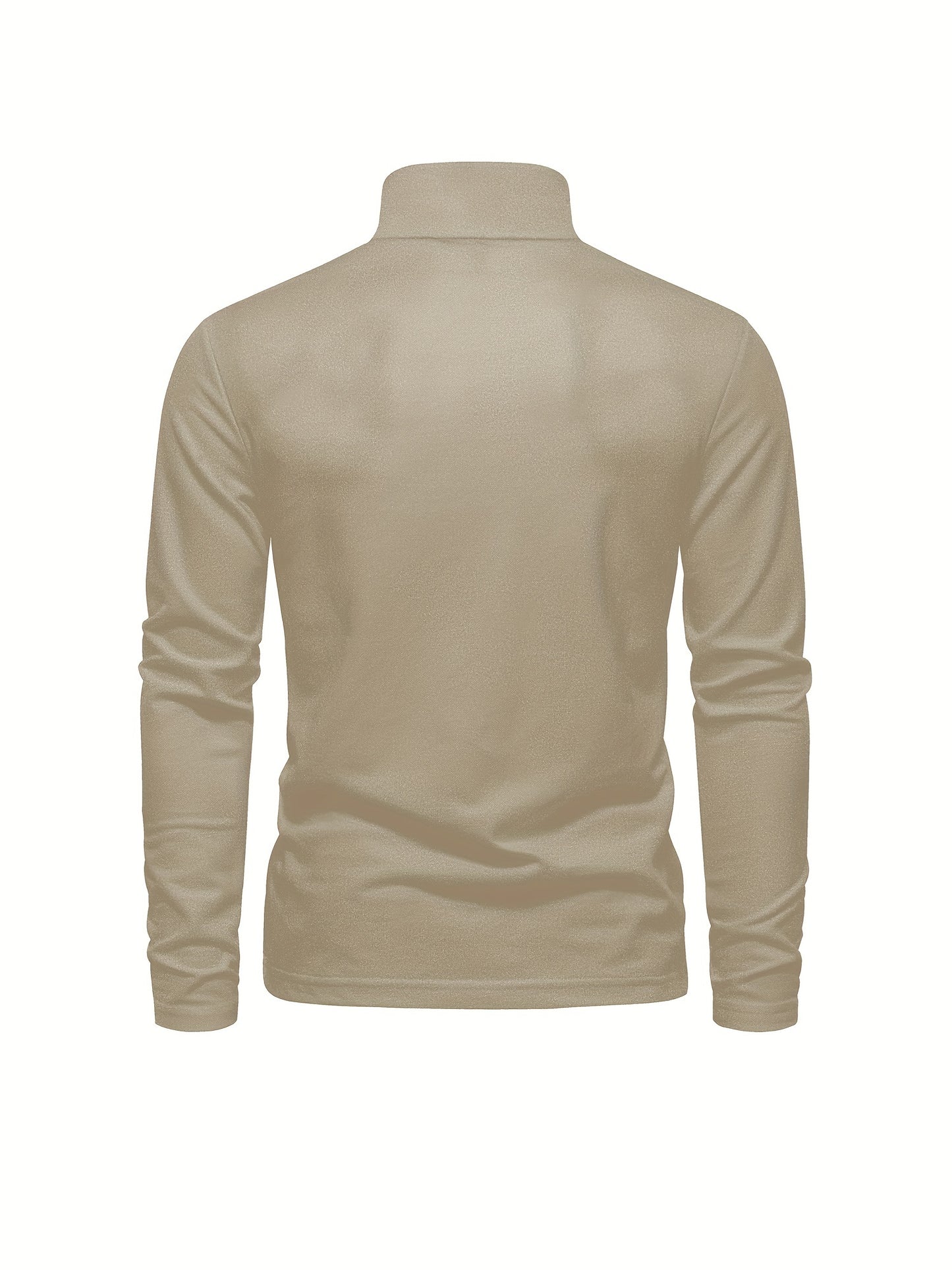 Men's Solid Giraffe Embroidery Long Sleeve Tennis Shirts, Slight Stretch All-match Fashion Men's Top