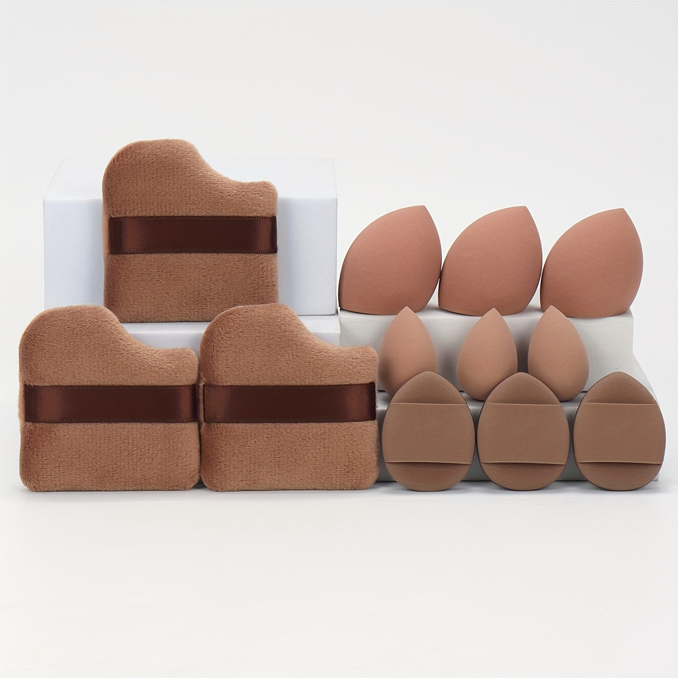 12pcs All-Purpose Makeup Sponge Set, Consisting of 3 Loose Powder Puffs, 3 Mini Air Cushion Puffs, 3 Makeup Sponges And 3 Mini Makeup Sponges. Foundation Blending Beauty Sponge, Liquid, Cream And Powder Flawless, Latex-Free W