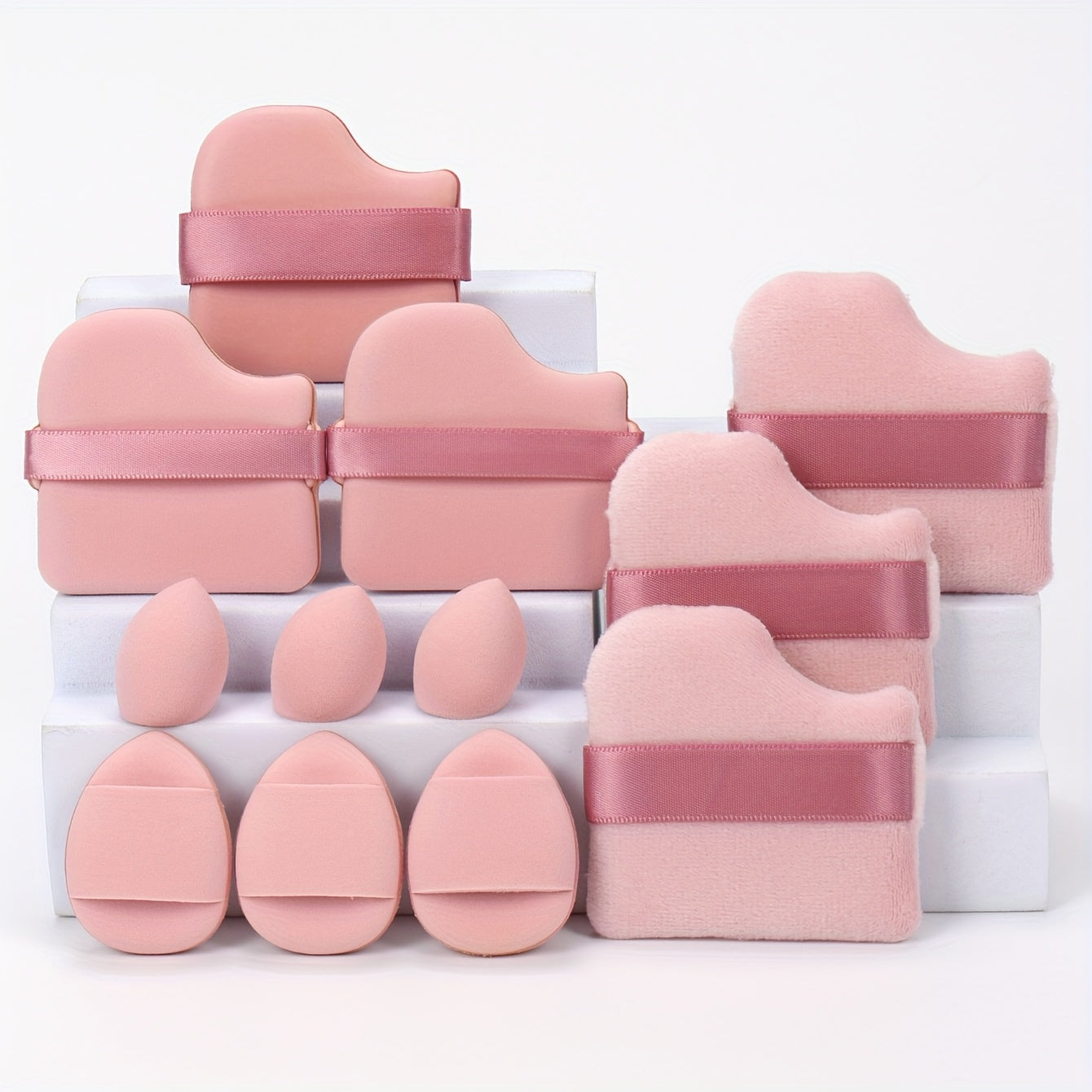 12pcs All-Purpose Makeup Sponge Set, Consisting of 3 Loose Powder Puffs, 3 Mini Air Cushion Puffs, 3 Makeup Sponges And 3 Mini Makeup Sponges. Foundation Blending Beauty Sponge, Liquid, Cream And Powder Flawless, Latex-Free W