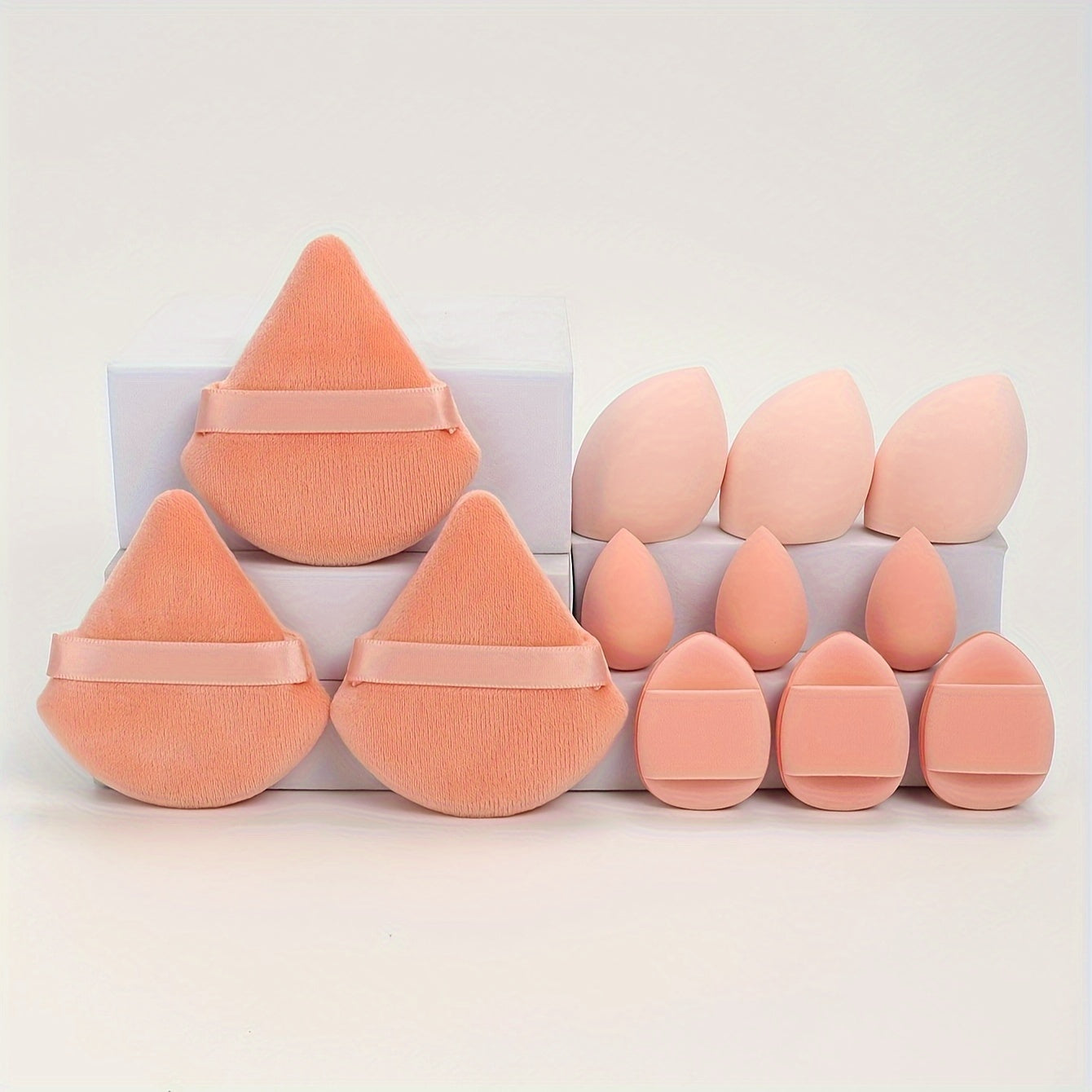12pcs All-Purpose Makeup Sponge Set, Consisting of 3 Loose Powder Puffs, 3 Mini Air Cushion Puffs, 3 Makeup Sponges And 3 Mini Makeup Sponges. Foundation Blending Beauty Sponge, Liquid, Cream And Powder Flawless, Latex-Free W