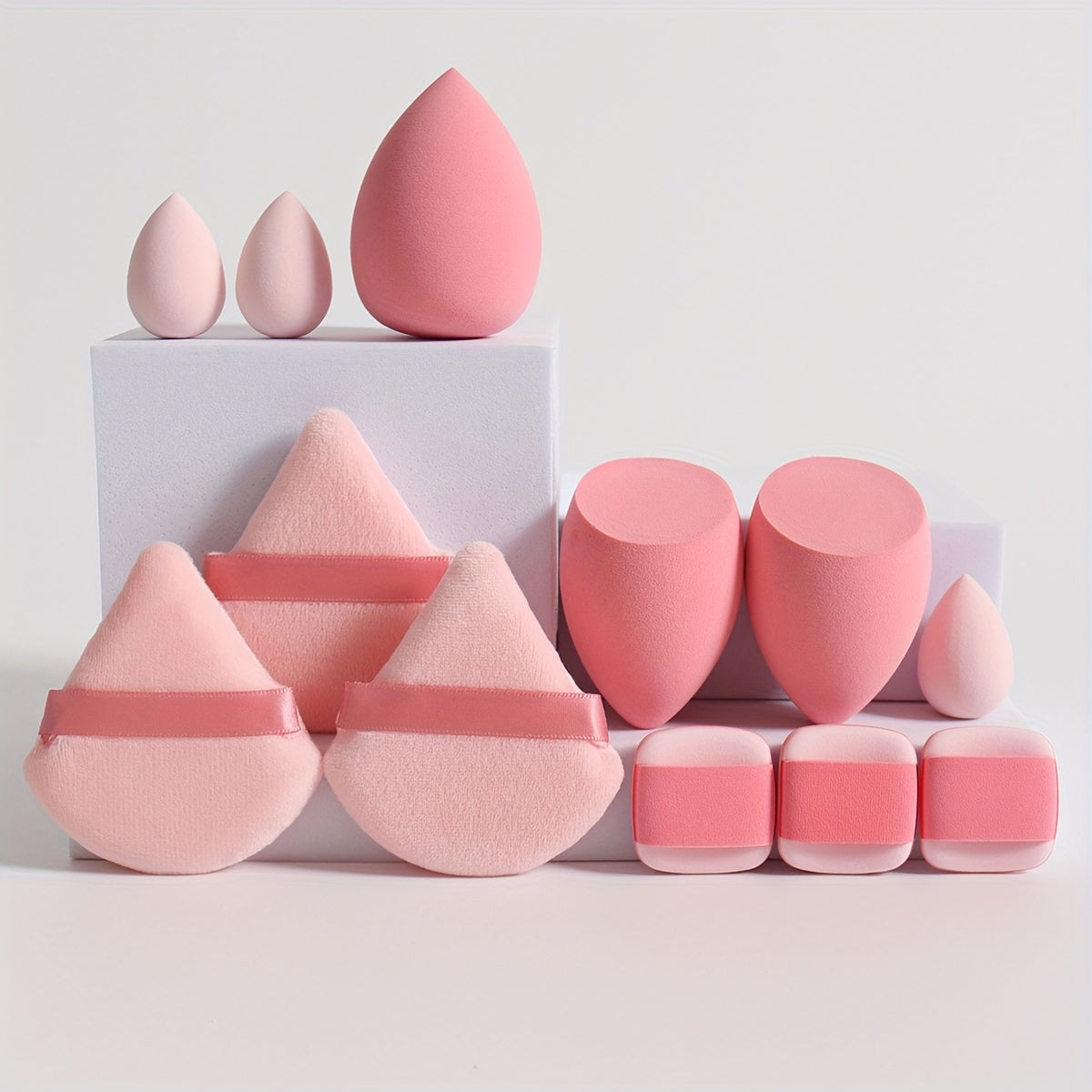 12pcs All-Purpose Makeup Sponge Set, Consisting of 3 Loose Powder Puffs, 3 Mini Air Cushion Puffs, 3 Makeup Sponges And 3 Mini Makeup Sponges. Foundation Blending Beauty Sponge, Liquid, Cream And Powder Flawless, Latex-Free W