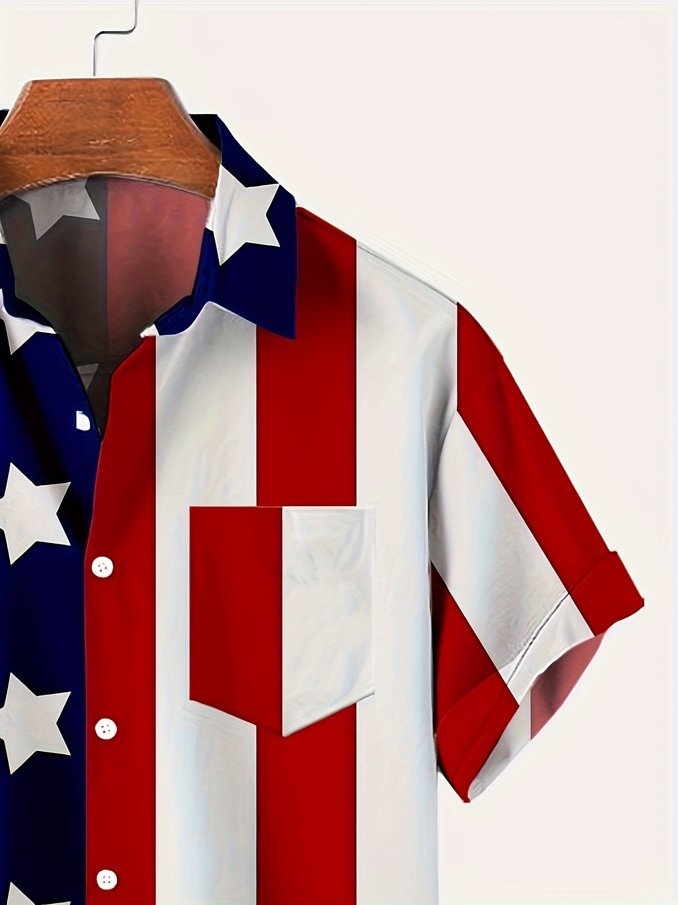 Vibrant Flag Print Casual Shirt - Trachten Shirts with Chest Pocket, Breathable Lapel, Button-Up, Short Sleeve, Perfect for Summer Outdoor Activities and Travel