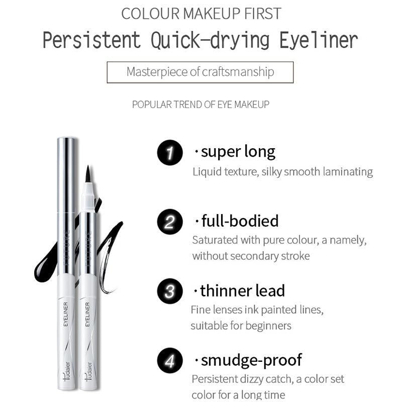 Long-Lasting Black Liquid Eyeliner with Fast Drying and Sweat-Proof Formula