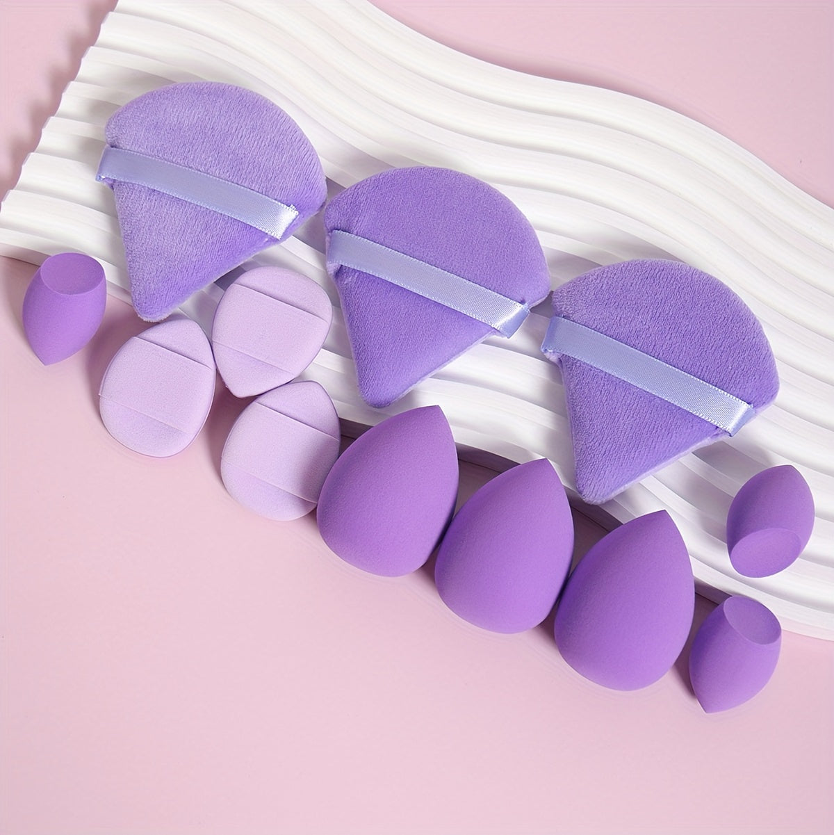 12pcs All-Purpose Makeup Sponge Set, Consisting of 3 Loose Powder Puffs, 3 Mini Air Cushion Puffs, 3 Makeup Sponges And 3 Mini Makeup Sponges. Foundation Blending Beauty Sponge, Liquid, Cream And Powder Flawless, Latex-Free W