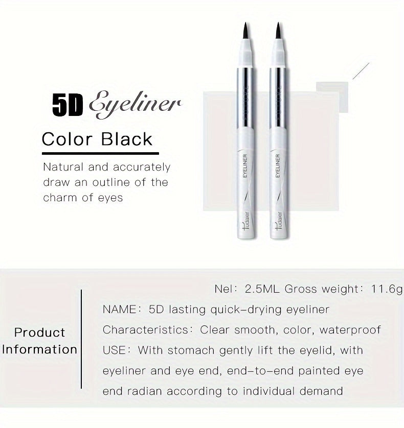 Long-Lasting Black Liquid Eyeliner with Fast Drying and Sweat-Proof Formula