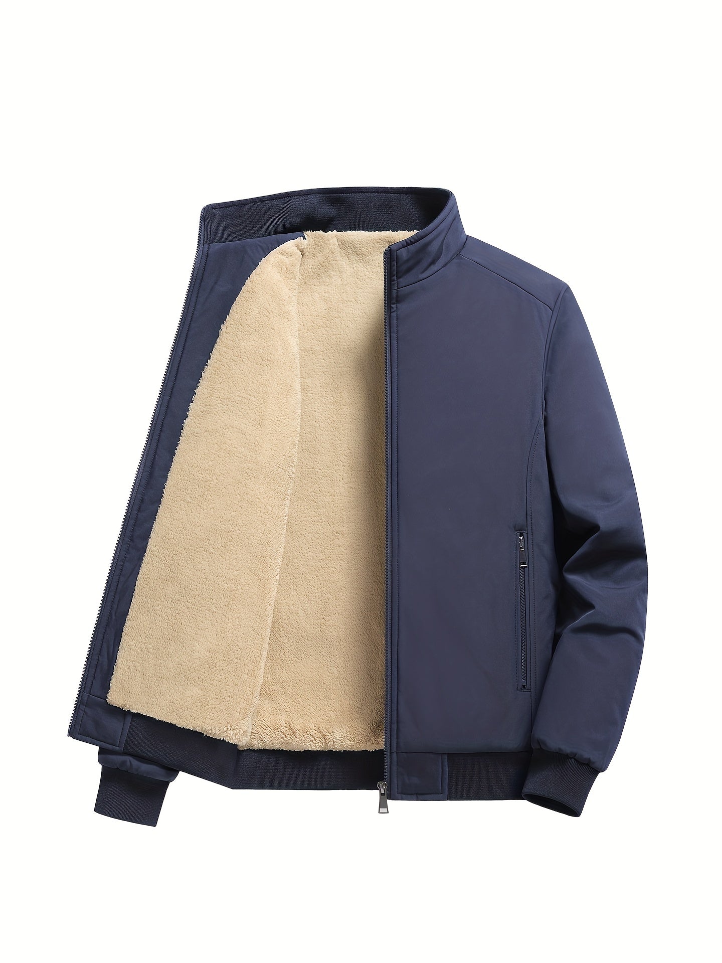 Mens Ultra-Soft Fleece Jacket - Insulated, Stand Collar Zip Up - Versatile Solid Colors for Stylish Fall Winter Outwear - Premium Casual Comfort