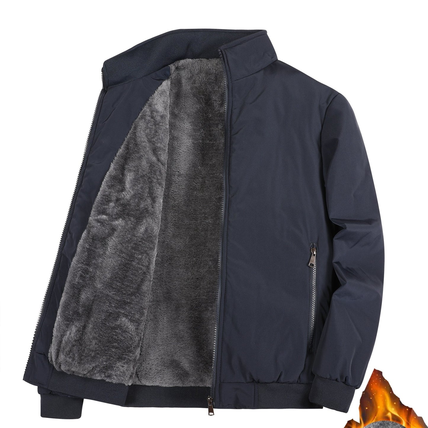 Mens Ultra-Soft Fleece Jacket - Insulated, Stand Collar Zip Up - Versatile Solid Colors for Stylish Fall Winter Outwear - Premium Casual Comfort