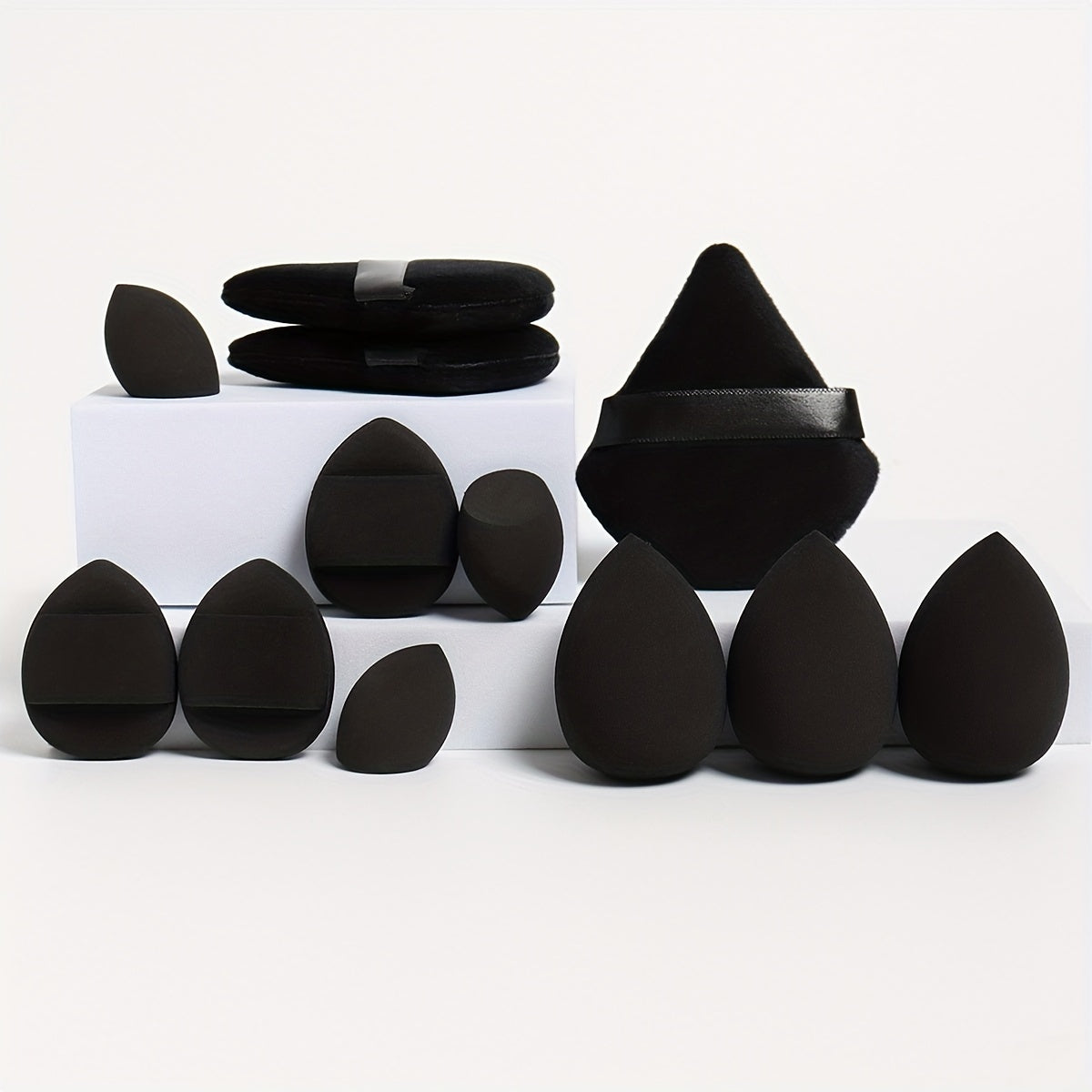 12-Piece All-Purpose Makeup Sponge Puff Set, Includes 3 Powder Puffs, 3 Mini Air Cushion Puffs, 3 Beauty Blenders & 3 Mini Beauty Blenders, Ideal For All Skin Types