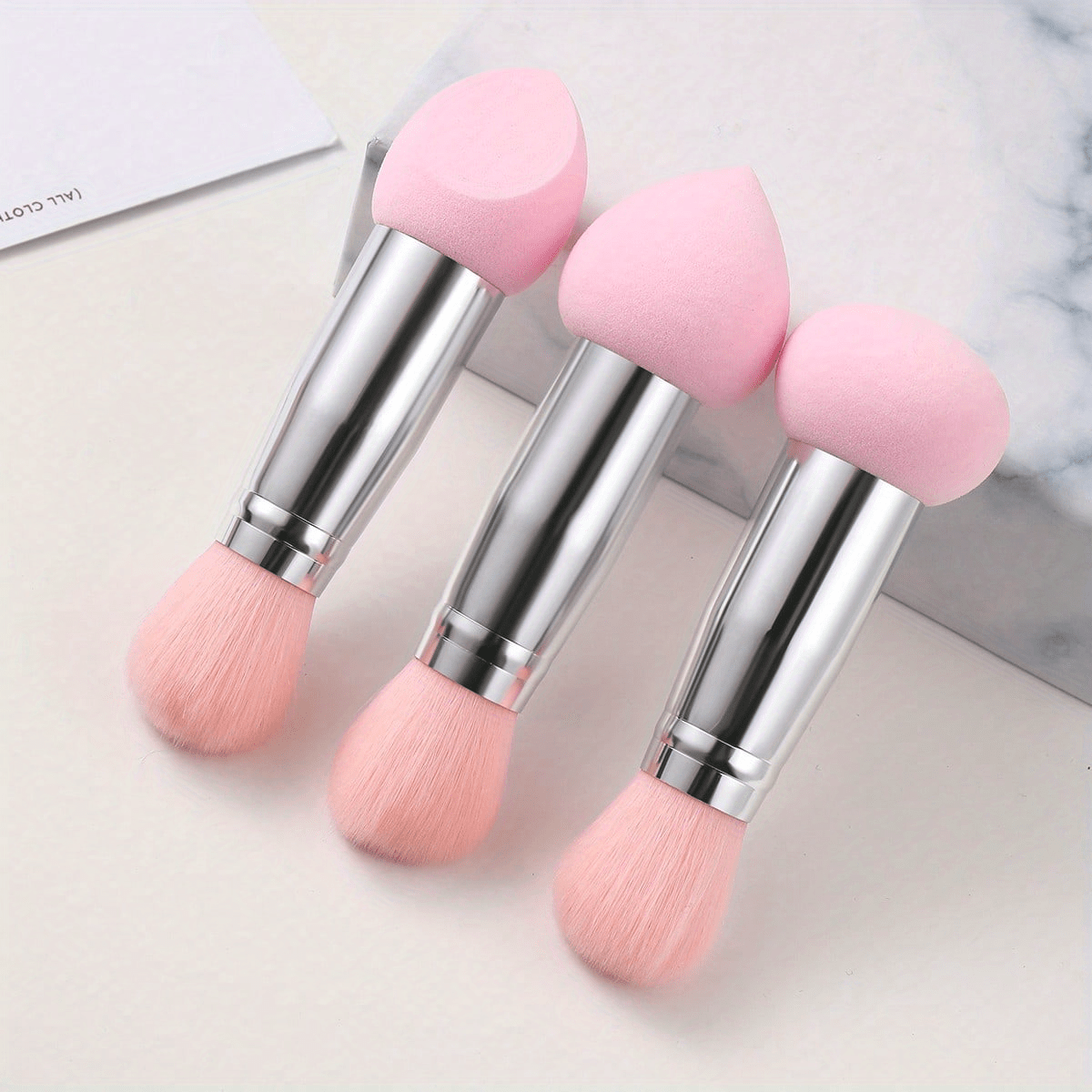 1/3pcs Soft Foundation Blending Face Brushes with Two Heads, Professional Fluffy Blusher Brush and Makeup Sponge for Women Beauty, Purple