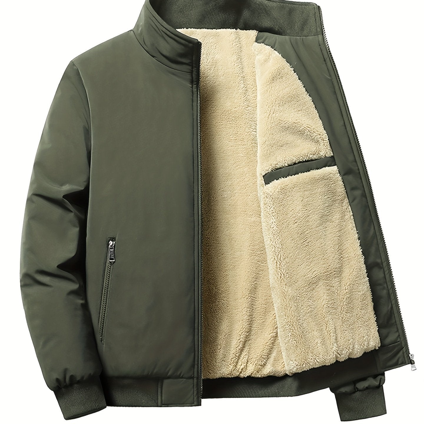 Mens Ultra-Soft Fleece Jacket - Insulated, Stand Collar Zip Up - Versatile Solid Colors for Stylish Fall Winter Outwear - Premium Casual Comfort