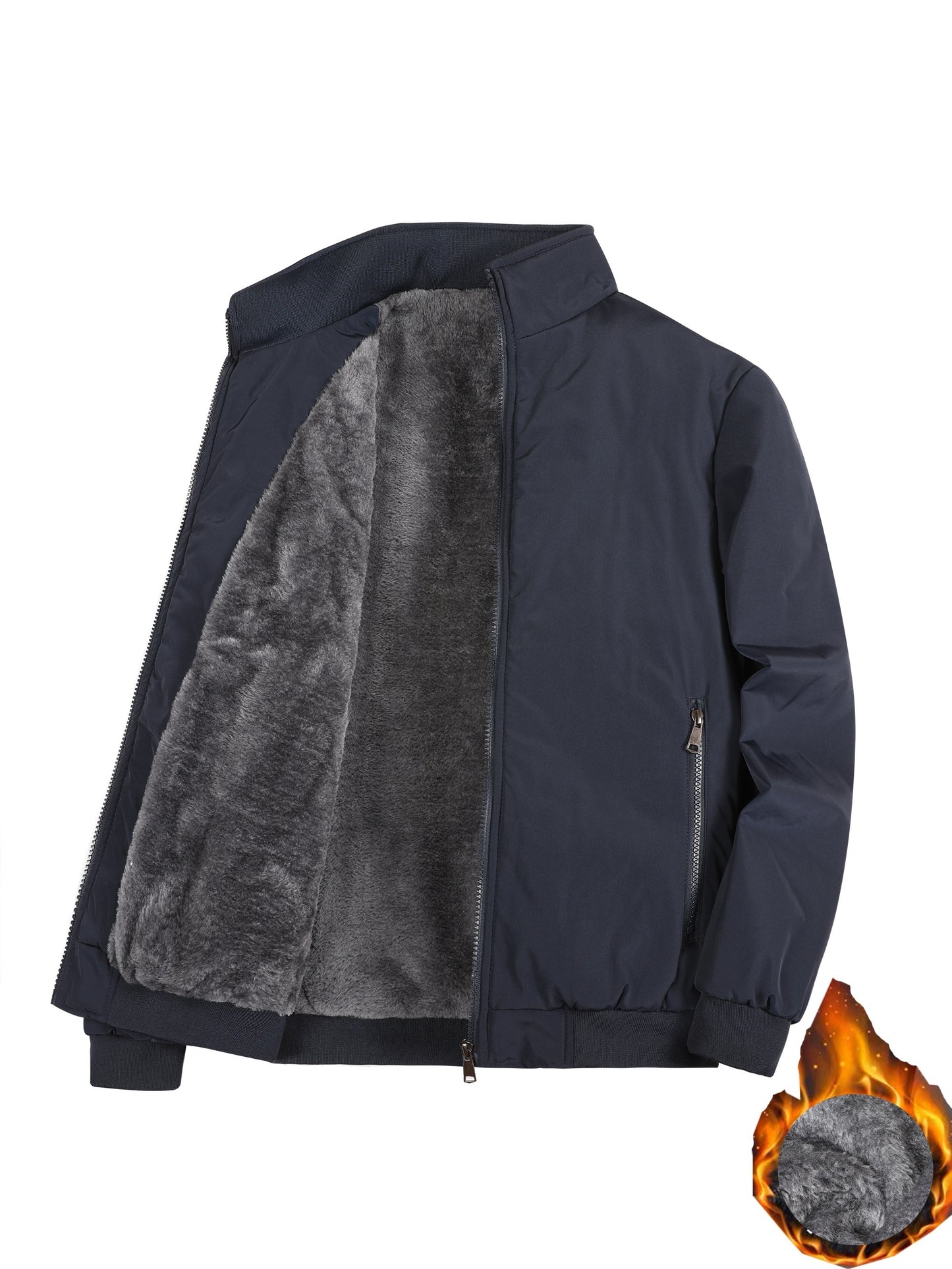 Mens Ultra-Soft Fleece Jacket - Insulated, Stand Collar Zip Up - Versatile Solid Colors for Stylish Fall Winter Outwear - Premium Casual Comfort