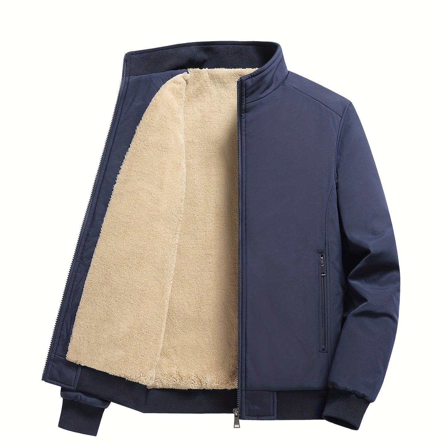 Mens Ultra-Soft Fleece Jacket - Insulated, Stand Collar Zip Up - Versatile Solid Colors for Stylish Fall Winter Outwear - Premium Casual Comfort