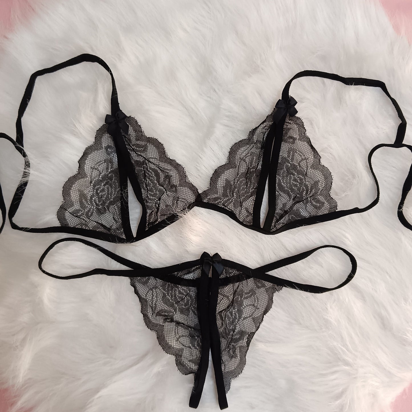 Sexy V-Neck Lingerie Set - Exquisite Bra, Open Crotch Panty, Soft Fabric, Comfortable Fit, Women's Erotic Clothing for Intimate Moments