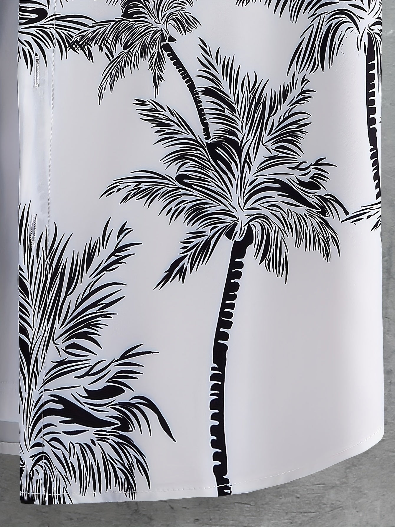 Coconut Tree Print, Men's 2Pcs Outfits, Casual Camp Collar Lapel Button Up Short Sleeve Shirts Hawaii Shirt And Drawstring Shorts Set For Summer, Men's Clothing