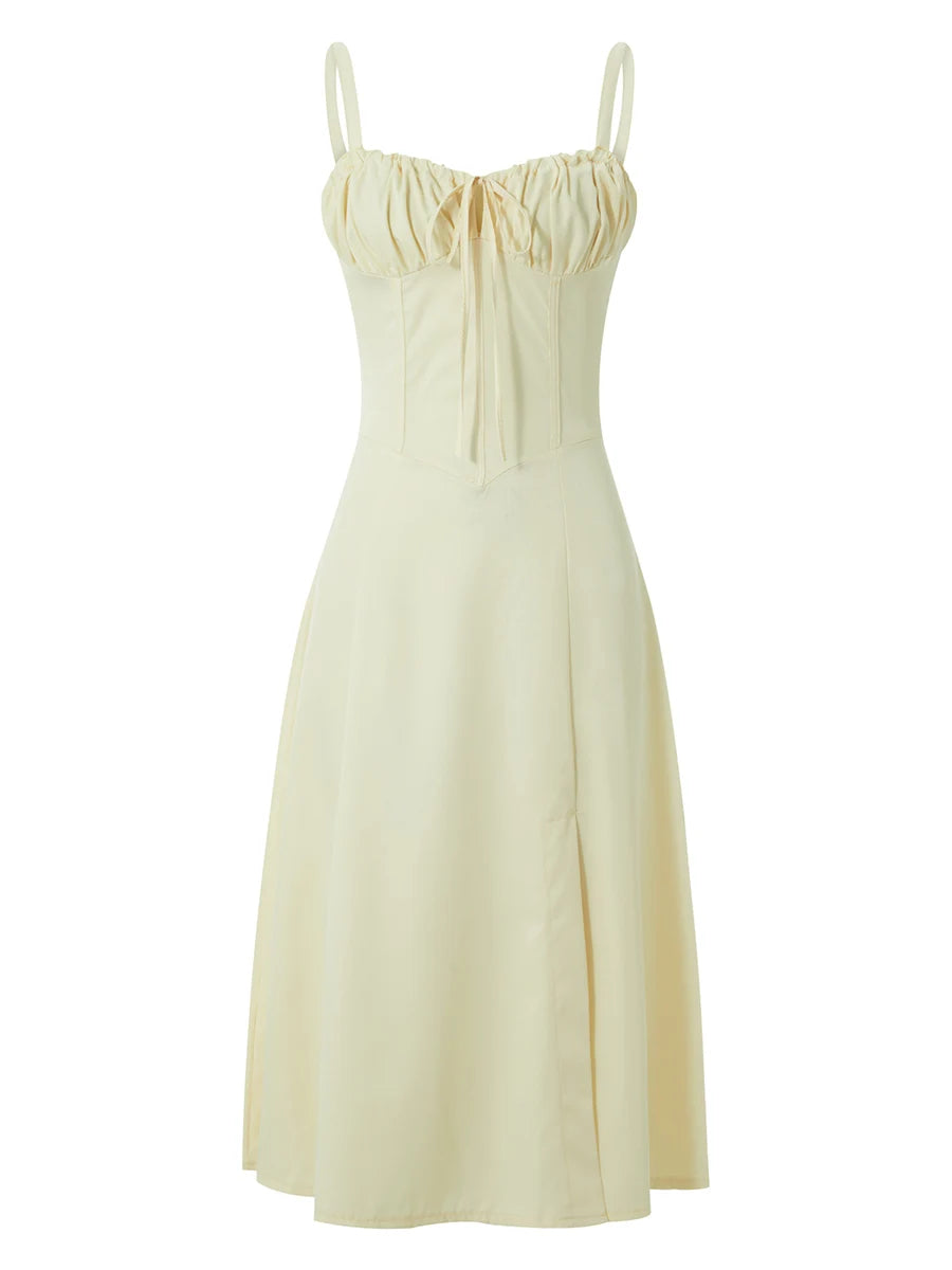 Women Summer Solid Color Long Dress Sleeveless Bandage Party A-line Dress for Cocktail Nightclub Beach