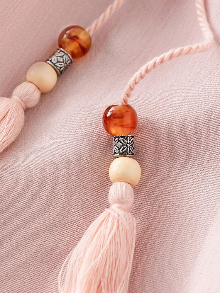 FSLE Elegant Round Neck Hollow Drawstring Unique Design Long Dress 2024 Summer New Versatile Casual Women Dress 24FS12535