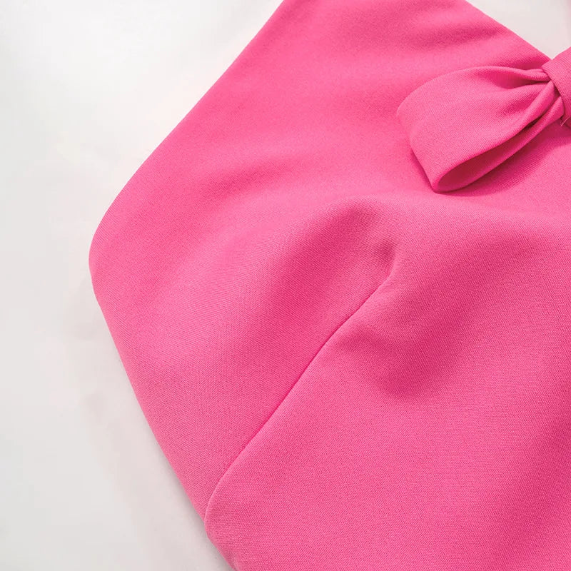 Tossy Tee Bow Off-Shoulder Slim Long Dress For Women Patchwork Fashion Elegant Hollow Out Backless Clothes Female Party Dress