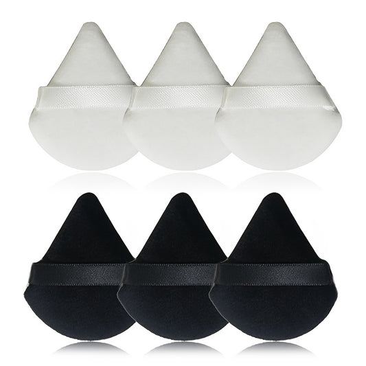 Soft Triangle Powder Puff for Loose Powder and Body Contouring - Velour Cosmetic Sponge for Under Eyes and Corners - Beauty Makeup Tool