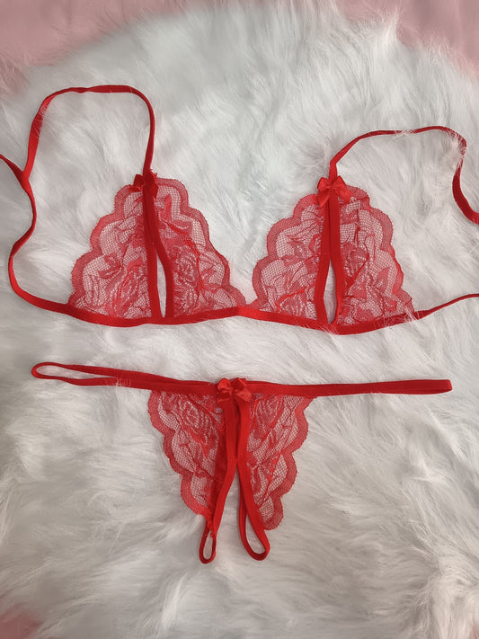 Sexy V-Neck Lingerie Set - Exquisite Bra, Open Crotch Panty, Soft Fabric, Comfortable Fit, Women's Erotic Clothing for Intimate Moments