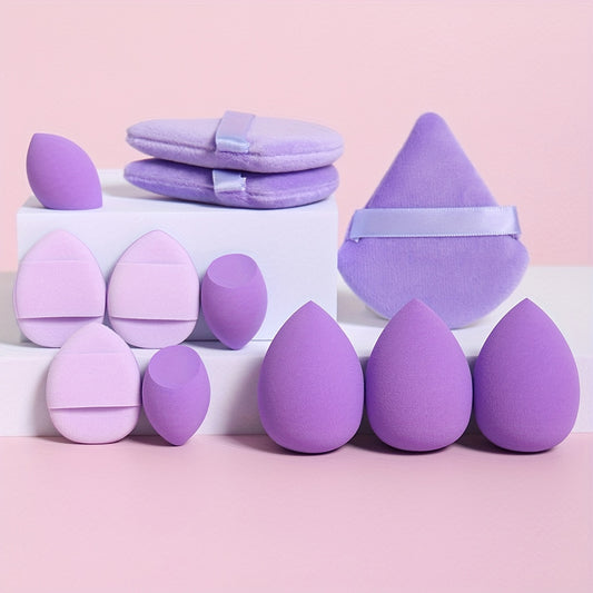 12pcs All-Purpose Makeup Sponge Set, Consisting of 3 Loose Powder Puffs, 3 Mini Air Cushion Puffs, 3 Makeup Sponges And 3 Mini Makeup Sponges. Foundation Blending Beauty Sponge, Liquid, Cream And Powder Flawless, Latex-Free W