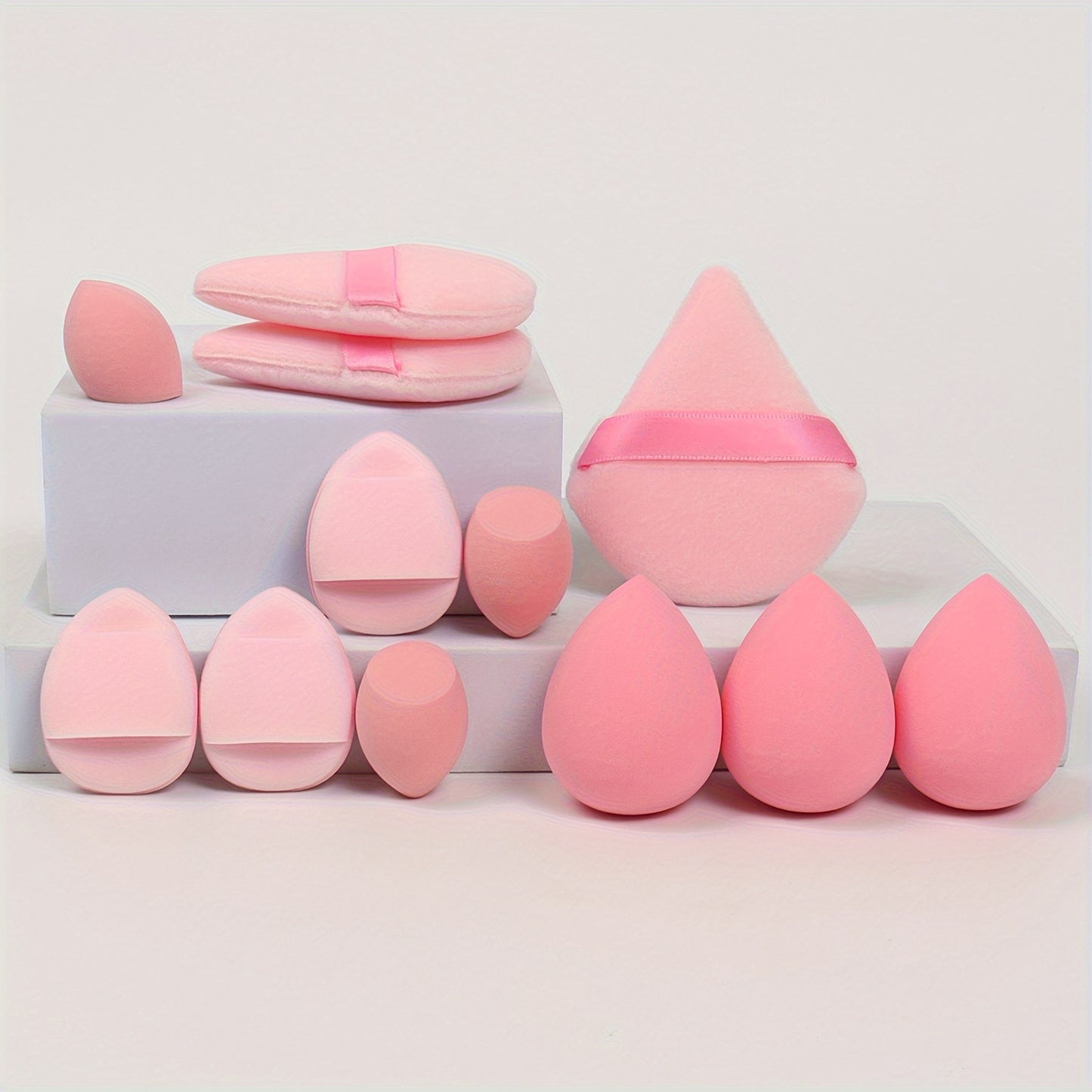 12-Piece All-Purpose Makeup Sponge Puff Set, Includes 3 Powder Puffs, 3 Mini Air Cushion Puffs, 3 Beauty Blenders & 3 Mini Beauty Blenders, Ideal For All Skin Types