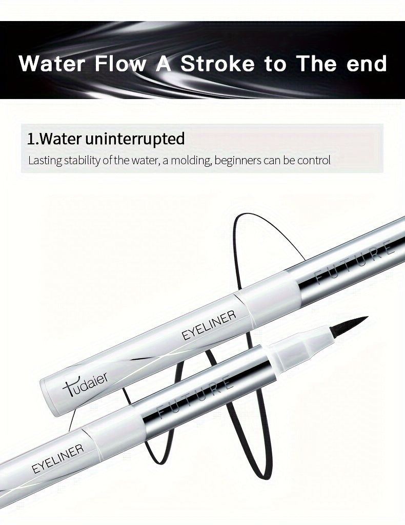 Long-Lasting Black Liquid Eyeliner with Fast Drying and Sweat-Proof Formula