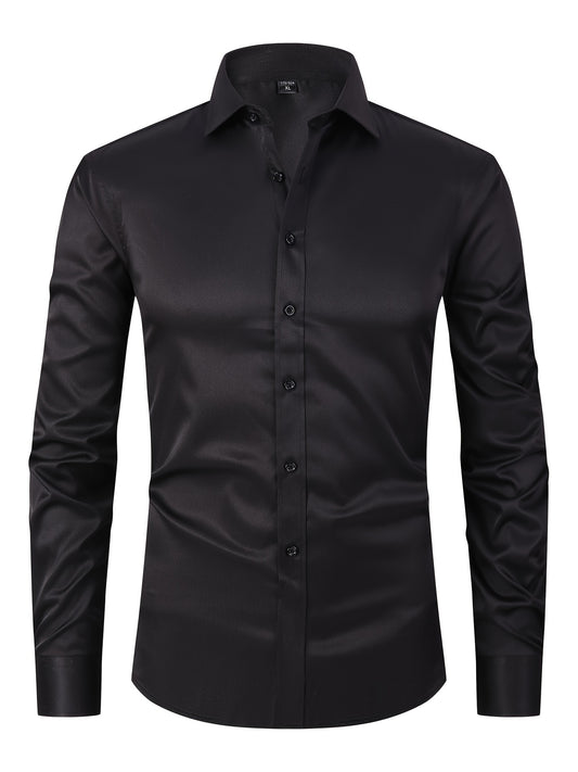 Men's Long Sleeve Tuxedo Shirts - Solid Color, Versatile For Office And Daily Wear - For Men - Formal & Casual Wear - Perfect Gift for Special Occasions